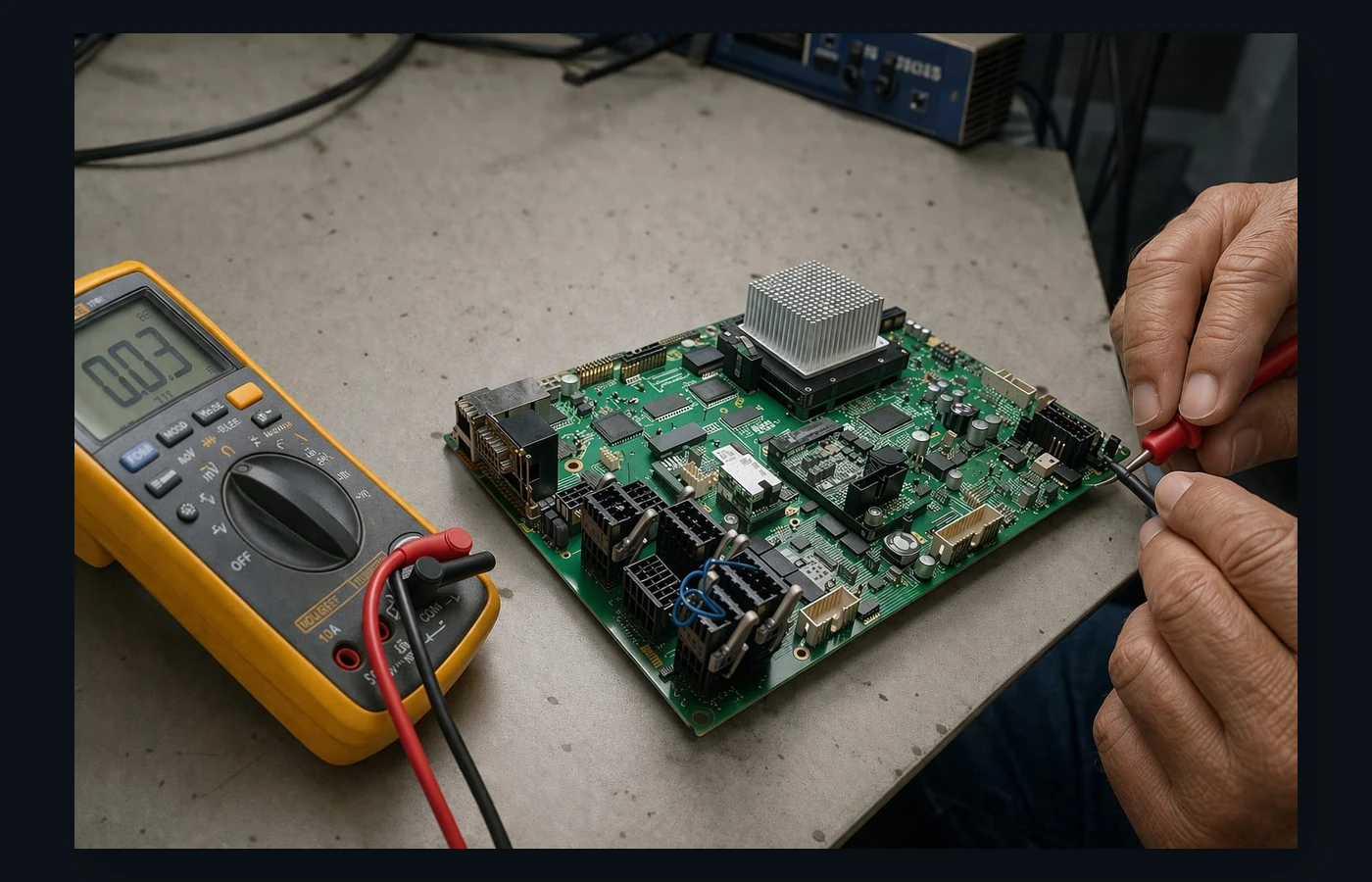 Bench diagnosis of an industrial electronic board